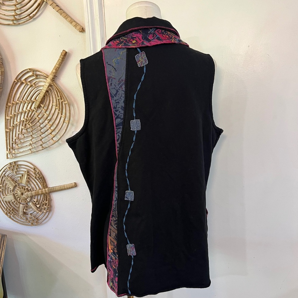 Parsley & Sage Art Patchwork Embroidered Button Front Vest XL Boho Lagenlook - Picture 6 of 8